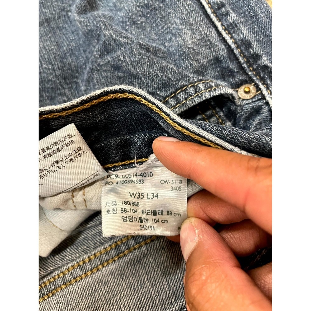 Levi's 514 Regular Straight Fit Jeans Mens 35x34 Blue Denim Dark Wash Mid Rise - Picture 8 of 16
